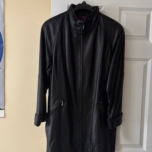 Liz Claiborne Black Leather Long Zip Jacket